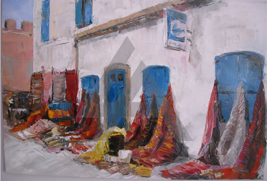 Comércio em Essaouira Óleo sobre tela - 60cm x 40cm / Oil on Canvas - 23,6in x 15,7in.